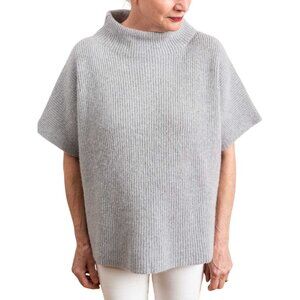 Peserico Short Sleeve Lurex Knit Sweater in Grey